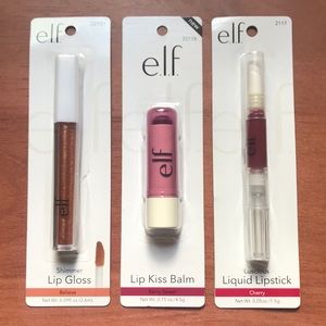 ELF Lips Bundle- Gloss, Balm, and Lipstick